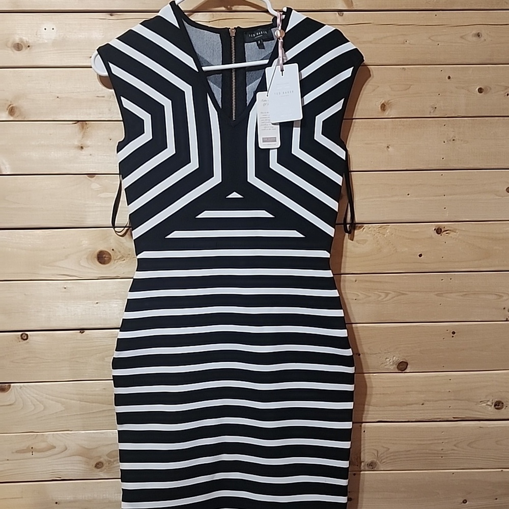 Ted Baker Engineered Stripe Knit Dress NEW Size 2